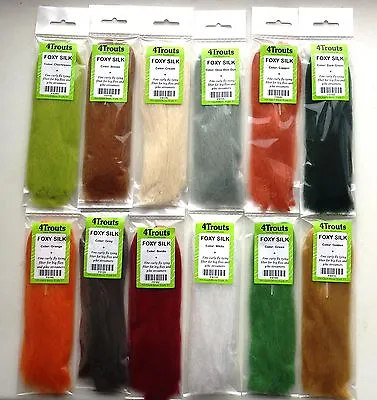 12 FOXY SILK SYNTHETIC FINE FIBER SET Long Hair Fly Tying Materials Lot Of 12col • $2.49