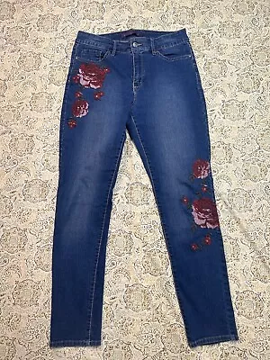 Gloria Vanderbilt Womens Sz 10 Slim Leg Embroidered Stretch Designer Jeans Blue • $12.76