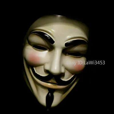 2022 V For Vendetta White Pottery Mask PVC Cosplay Guy Fawkes Anonymous Mask • $19.79