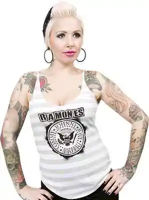 130053 Ramones Striped Eagle Emblem Tank Top Shirt Punk Rock Sourpuss XL X-Large • £28.50