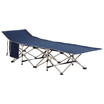 Single Portable Outdoor Military Sleeping Bed Camping Cot Blue Outsunny • £42.49
