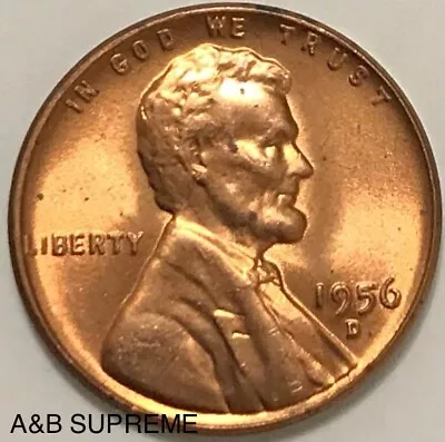 1956 D Lincoln Wheat Cent Bronze Penny Gem Bu Uncirculated • $4.89