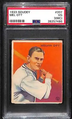 1933 Goudey #207 Mel Ott HOF Bat PSA 3 MC VG C85394 • $510