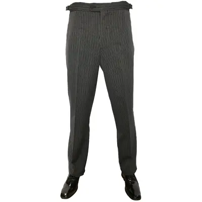 Masonic Wedding Stripe Trouser Ex Hire Black Grey Ascot Stripe Trouser Trousers • £39.95