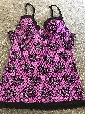 UK 8 Womens Padded Cami Tank Vest Top Adjustable Shoulder Straps With Trim Lace • £2.50