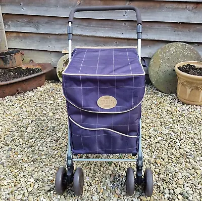 £79.99 • Buy Genuine Sholley Trolley Mulberry Check Grid Navy Blue Shopping Aid Foldable