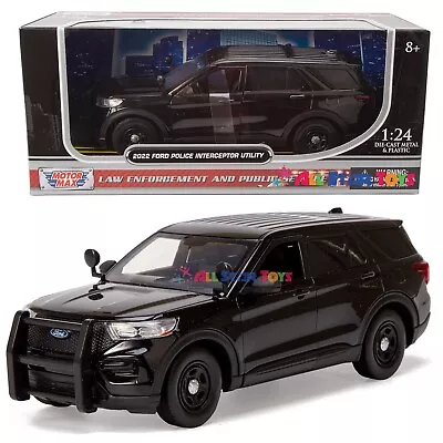 2022 Ford Explorer Police Diecast 1:24 Motormax Unmarked Sleek Top BLACK 76990 • $19.99