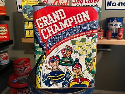 Vintage Original~ Grand Champion Motor Oil~  2 Gallon - Gas And Oil~ Nice Can! • $415