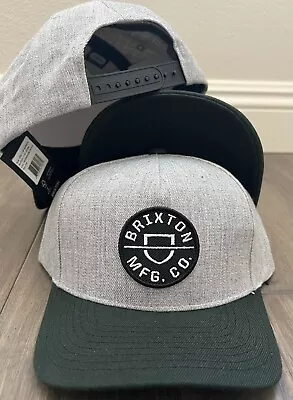 Brixton Company Grey Black Logo Snapback Snap Adjustable CREST C MP Hat Cap • $19.49