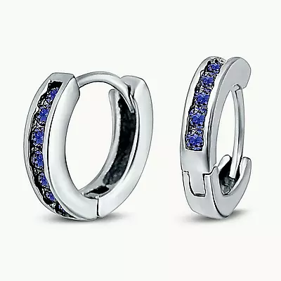 Channel Tanzanite Huggie Hoop Earrings In Solid Sterling Silver • $38.66