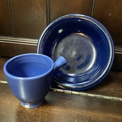 VTG Fiesta Demitasse Expresso Blue Cup Stick Handle Cobalt Blue Fruit Bowl Lot • $24.50