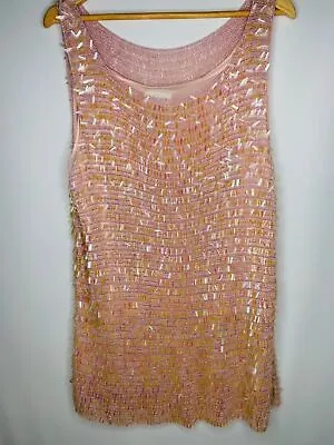 Vintage Sz M Oscar By Oscar De La Renta 100% Rayon Sequin Mini Dress • $75