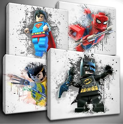 £29.99 • Buy LEGO Marvel / DC Characters Paint Splatter CANVAS Wall Art Pictures *Large Sizes