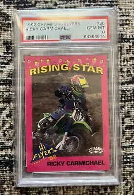 1992 Champs Hi Flyers Ricky Carmichael PSA 10 Rookie Motor Cross GOAT Pop 10  • $300