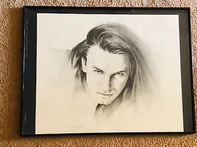 Framed U2 Bono Charcoal Gary Saderup Signed 1987 Art Print Kosbab-Baker Poster • $20