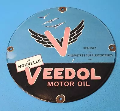 Vintage Flying A Gasoline Porcelain Veedol Motor Oil Service Gas Pump Plate Sign • $145.47