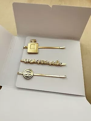 CHANEL GIFT Hair Accessories - Set Of 3- Gold Plated Hair Clips - New With Box • £72.32