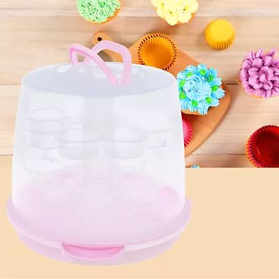 3 Tier Plastic Cake Box Carrier Cupcake Storage Box Container Pink +Lid Lockable • £21