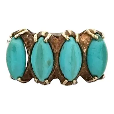 1960's Turquoise Gemstone 18 Karat Yellow Gold Vintage Ring • £470.22