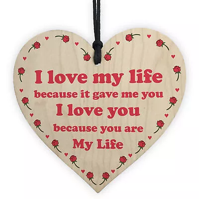 Valentines Day Anniversary Gift For Him Her Wood Heart Love Gift For Men Women • £3.99