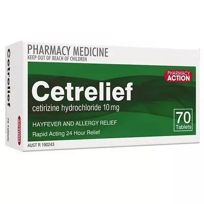 70x Cetirizine 10mg - Cetrelief Generic Zyrtec Alternate: Exp 2026+ • $12.99