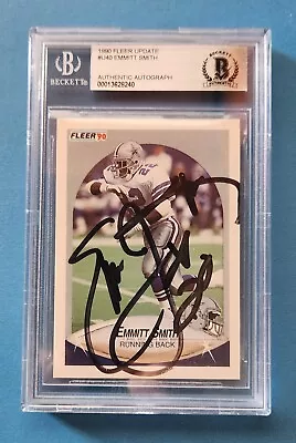 1990  EMMITT SMITH RC FLEER UPDATE #U-40 Autograph Authenticated By Beckett • $209.95