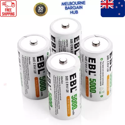 EBL 5000Mah High Capacity Ni-Mh Rechargeable C Batteries 4 Pack (Battery Case • $41.56