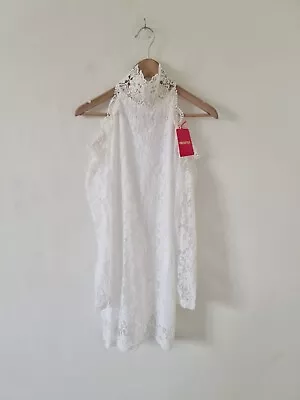 £7.99 • Buy Pink Boutique White Lace Cold Shoulder Dress Size 10 Bnwt Party Boho