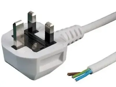 13A UK Plug Fully Moulded Earthed To Bare Ends Mains Cable Lead 13A 3G1.0mm² • £5.49