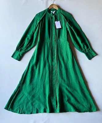 Witchery Womens Size 10 Linen Blend Green Midi Dress With Belt BNWT RRP $ 249.95 • $157.50