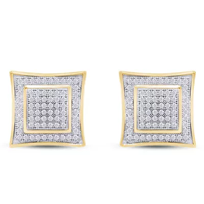 Mens Square Kite Stud Earrings Simulated Diamond 14k White Gold Plated Silver • $97.75