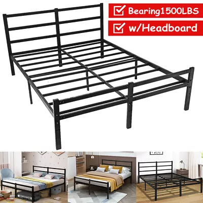 14 Inch Metal Platform Bed Frame King Size Sturdy Steel Slat Support W/ Headbord • $139.99