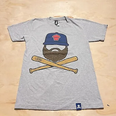 R764 Johnny Cupcakes Mike Napoli T-Shirt Tee Beard Baseball Bats Gray Small • $11.36