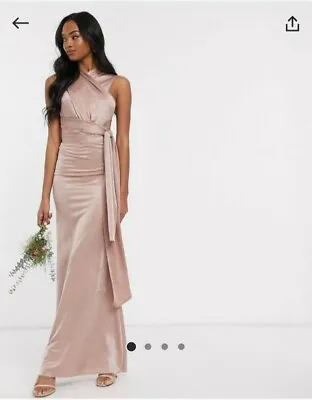 Bridesmaid Dresses - Multiway Maxi Dress In Shiny Fabric - Mink Colour  • £40