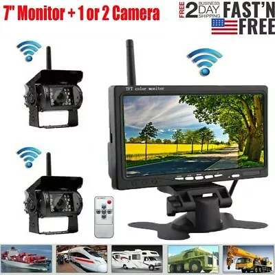 Wireless Backup Rear View Camera System 7  Monitor Night Vision For RV Truck Bus • $70.66
