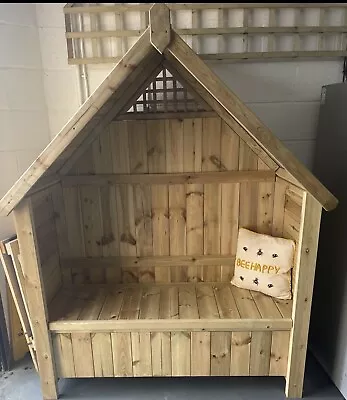 NEW BEE HIVE Tantalised Timber GARDEN ARBOUR & Seat Bench & Storage Area • £475