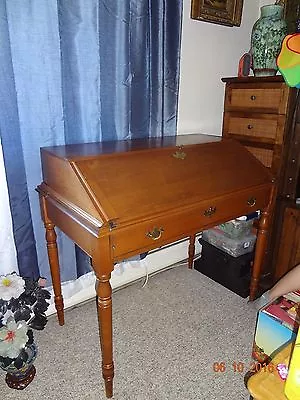 Beautiful Antique Sprague & Carleton Hardwood Maple Secretary Desk & Key Slent  • $475