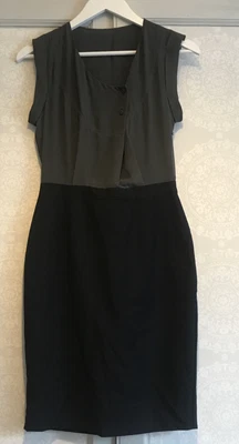 £0.99 • Buy Smart Grey Chiffon And Black Work Dress 6-8