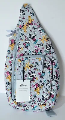New Vera Bradley Disney Mickey Mouse Family Fun Gray Sling Bag NEW • $98.95