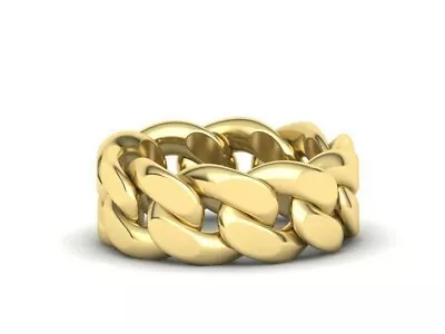 Gold 10K Cuban Link Ring MENS MAN UNISEX 10MM SIZE 9  - ALL SIZES • $649.99
