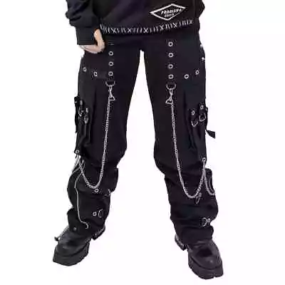 Black Baggy Gothic Pant Dead Thread Punk Rock Pant Fashion Goth Pants • $68.99