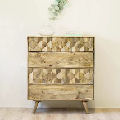 Solid Mango Wood Hexagonal 2+3 Chest Of Drawers • £459.79