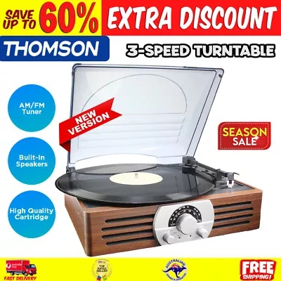 THOMSON Record Player 3-Speed Turntable AM/FM Radio Built-In Speakers Vintage • $82.01