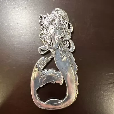 Mermaid Bottle Opener 3 1/4” Silver Tone Heavy • $6