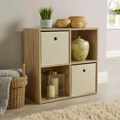 Storage Cube 4 Shelf Bookcase Wooden Display Unit Organiser Sonoma Oak Furniture • £29.99