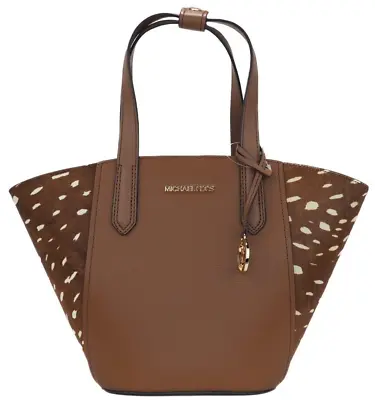 Michael Kors Portia Small Tote Brown Leather And Calf Hair 35F1GPAT1H $428 FS Y • $117.99