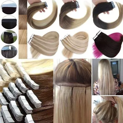 8A Seamless Tape In Skin Weft 100% Ombre Remy Human Hair Extensions 16-26Inch • £7.13