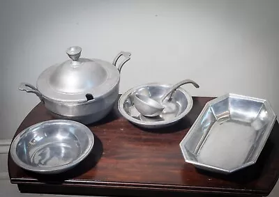 American Plough Tavern Serving Lot Metalware Tureen Bowls 6-pieces • $70