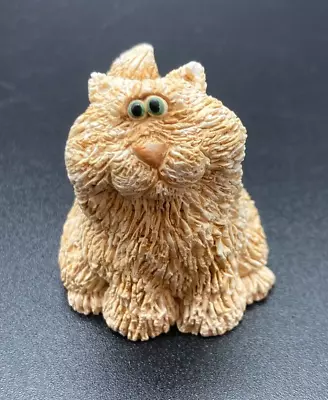 Miniature 1994 Stone Cast Orange Ginger Cat Figurine ~ Signed • $12