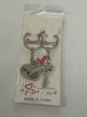 Romantic Gift For Her Him I Love You Keyring Heart Key Lover Couple Key Ring UK • £1.85